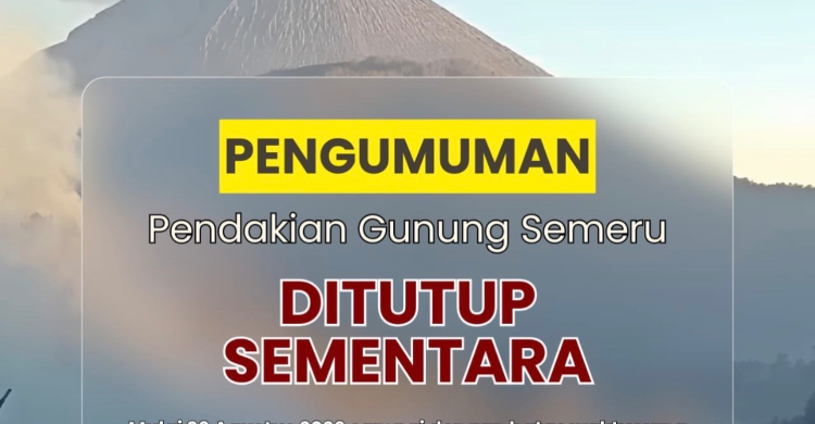 Jalur Pendakian Semeru Ditutup Mulai 26 Agustus Usai Kebakaran di Ranu Kembang